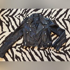 Lamarque Vintage Black Leather Biker Jacket